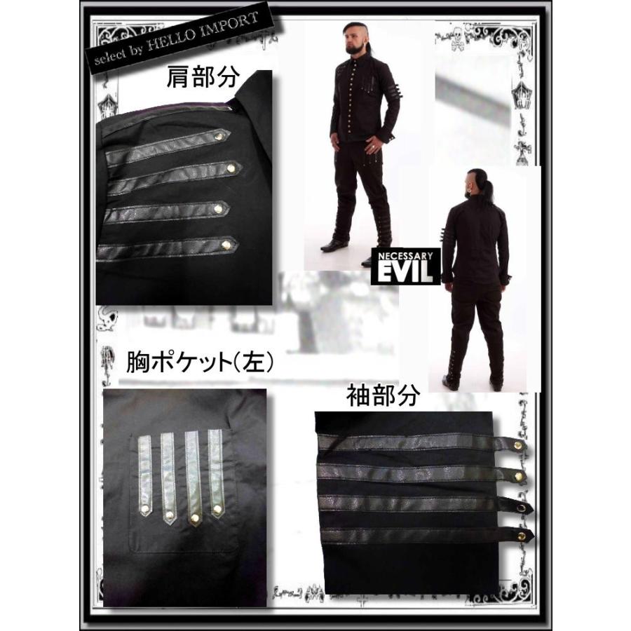 再無 生産終了 ドレスシャツ ゴシック メンズ 服 黒 超スナップボタン 長袖 送料無料 /rfa033 |  | 01