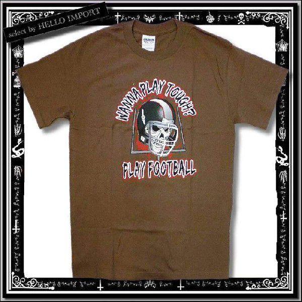 訳あり メンズ 半袖 Tシャツ アメカジ スカル フットボール柄 /rfa085-s1-1 | 