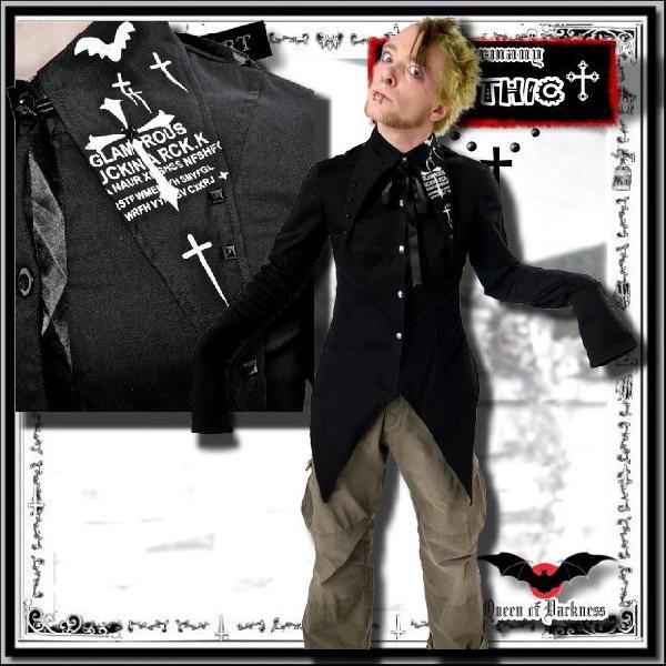 廃盤 ゴシック メンズ リボン ドレスシャツ 編み上げバック 燕尾シャツ