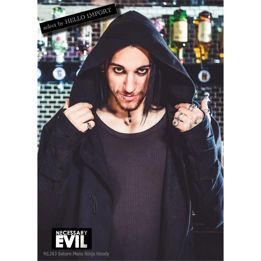 ゴシック＆モード フード付き カーディガン 裏起毛 メンズ 服 黒 送料無料 / rfa252 |  | 04