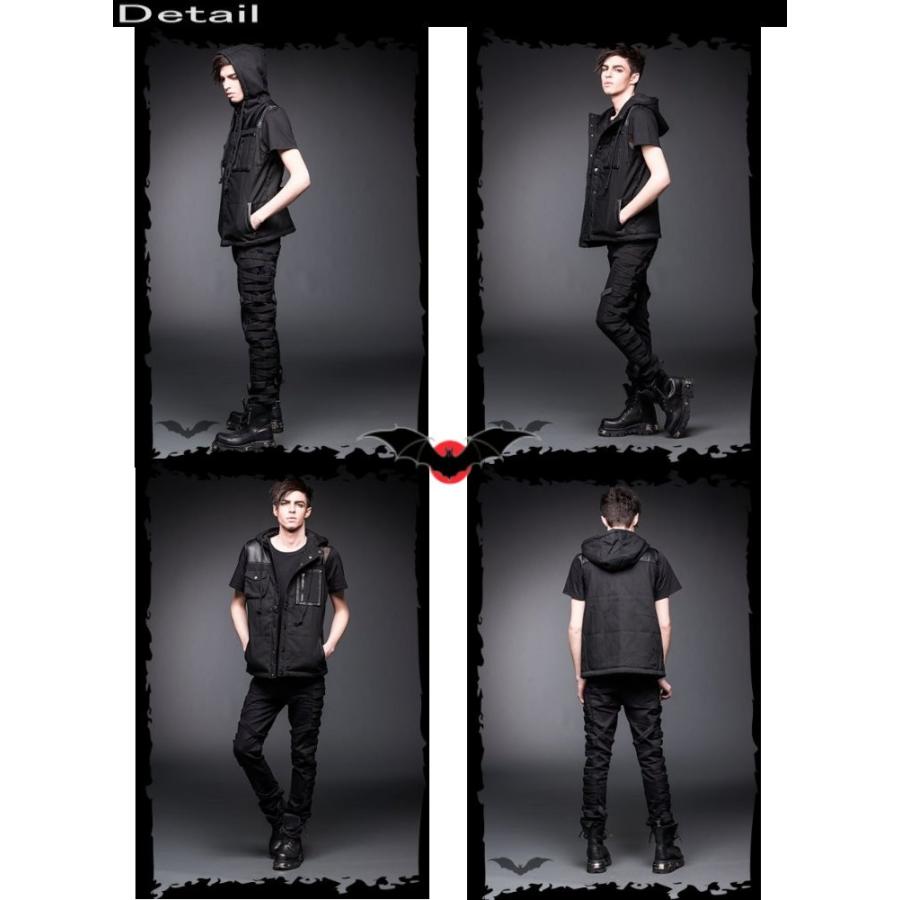 ゴシック ファッション フード付き アウター ベスト メンズ 服 黒 送料無料 / rfa258 |  | 03