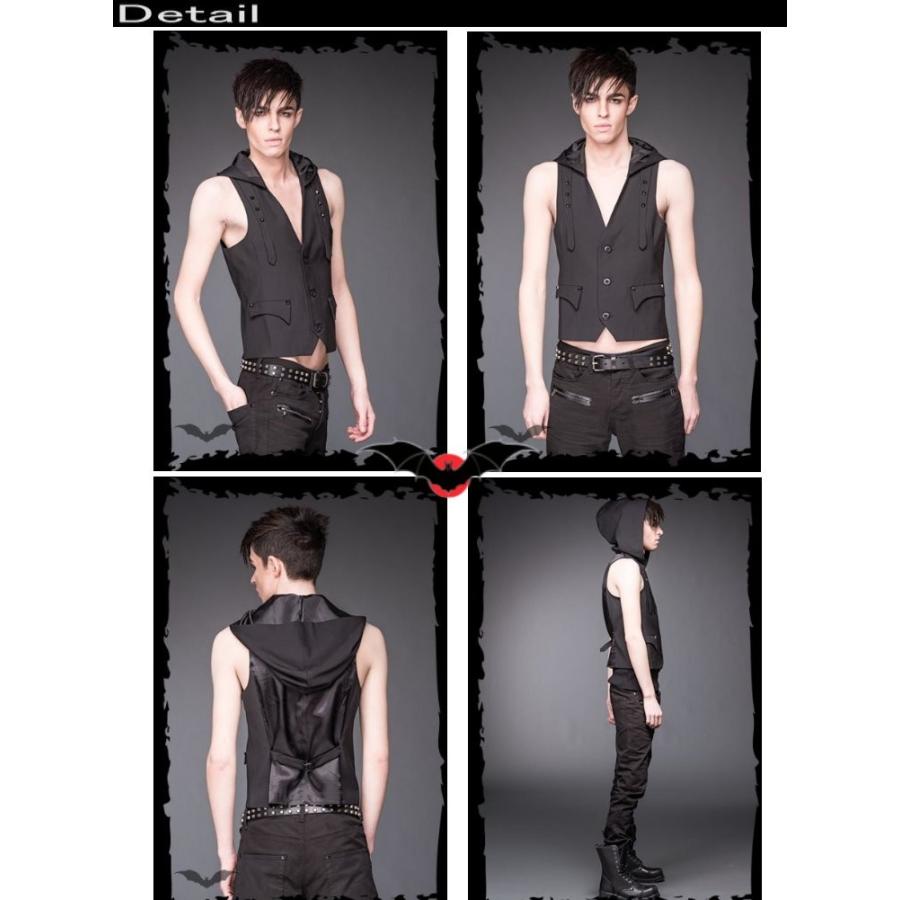 ベスト メンズ 無地 フード付き ゴシック モード 系 ファッション 服 黒 送料無料 /rfa262 |  | 03