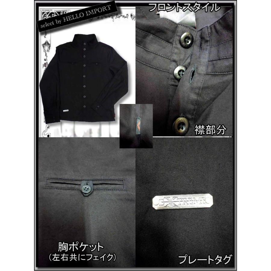 メンズ ゴシック 立ち襟 無地 プレート付き ドレスシャツ パンク ファッション 服 黒 送料無料 /rfa264 |  | 01