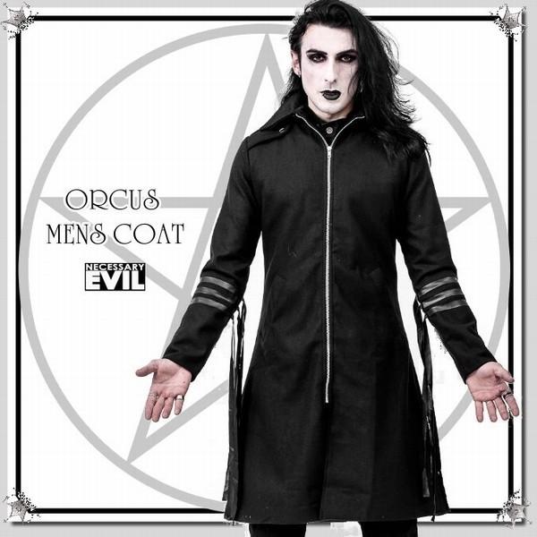 ゴシック ビジュアル系 垂れ下がる黒紐のロングコート 黒 メンズ ゴス ファッション/rfa267 | 