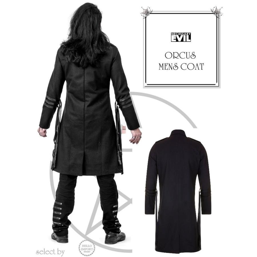 ゴシック ビジュアル系 垂れ下がる黒紐のロングコート 黒 メンズ