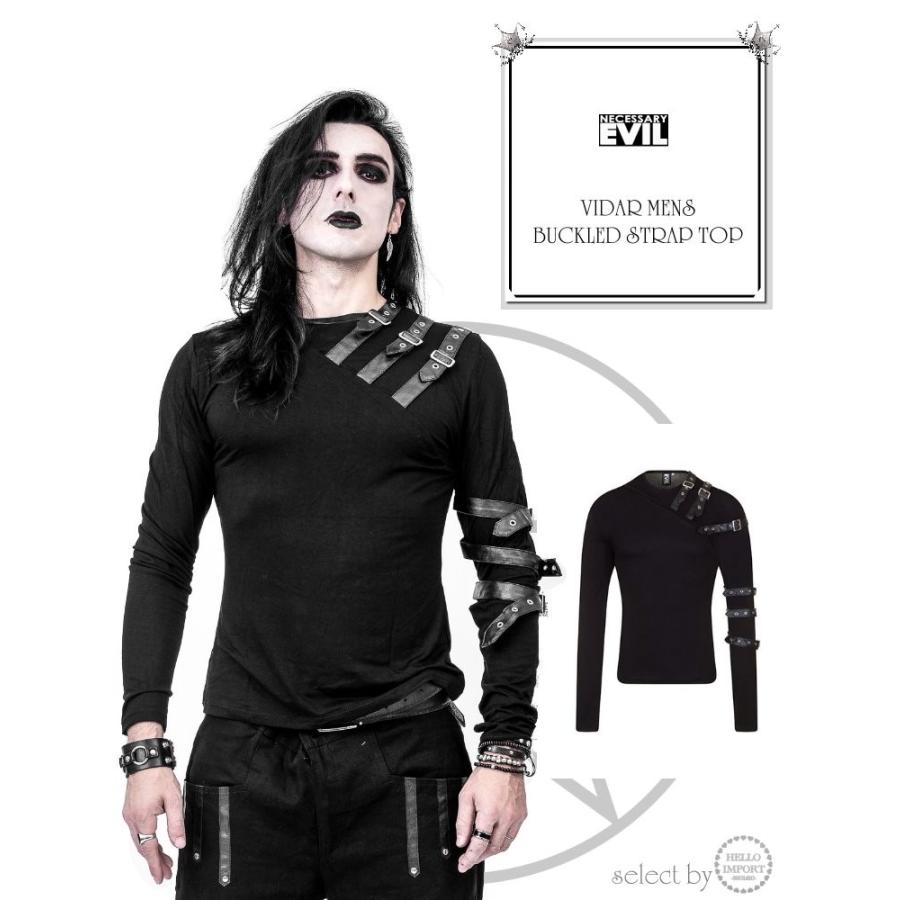 ゴシック メンズ ゴス ファッションバックル付 長袖 カットソー T