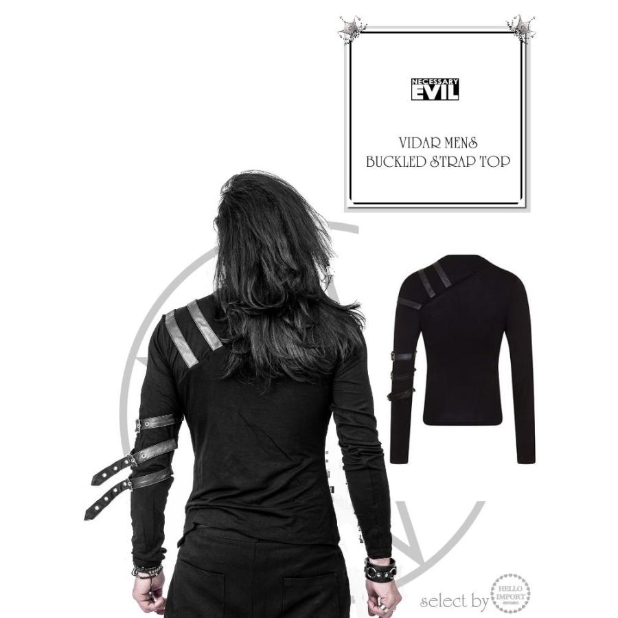 ゴシック メンズ ゴス ファッションバックル付 長袖 カットソー T