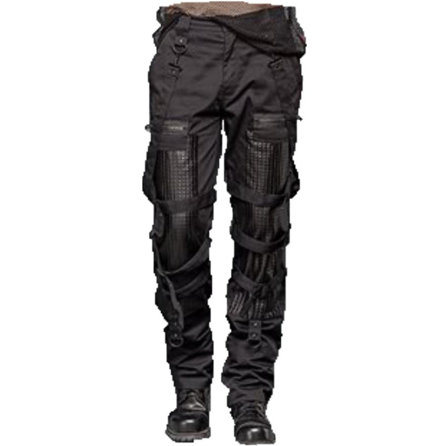 再無 生産終了 ゴシック メンズ ブラック ボンテージ ロング パンツ ファッション 黒 送料無料 /rfb006 |  | 01