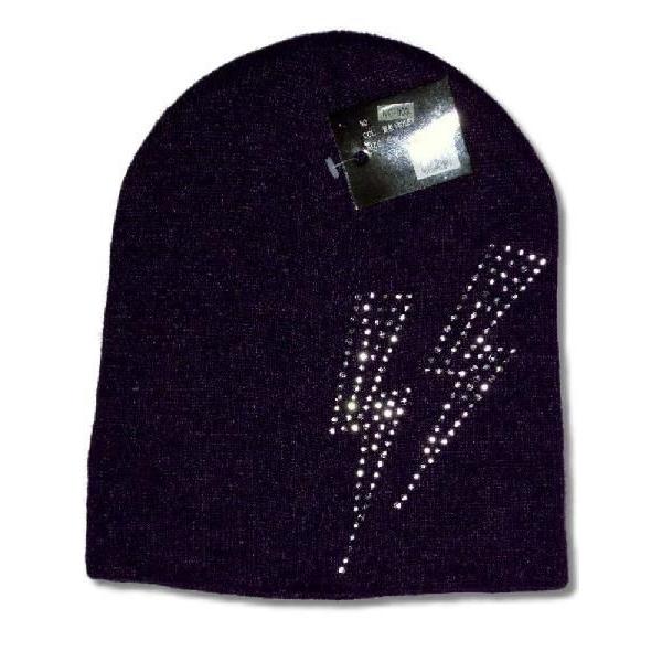 廃盤 雷柄 ニットキャップ 選べる3タイプ ラインストーン ロック