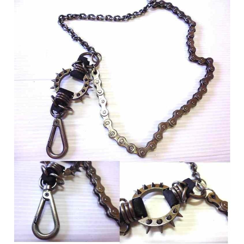 ウォレットチェーン とげ鋲 ＆キャタピラチェーン パンク ゴシック 再
