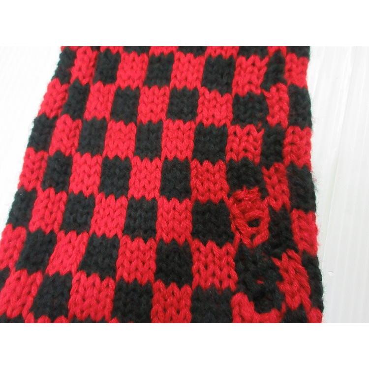 訳あり パンク ファッション フラッグチェック柄 ニットマフラー