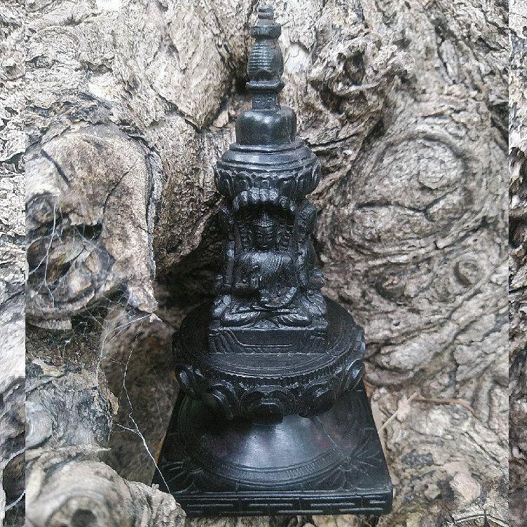 仏教美術　古銅　仏塔　置物　高さ約29cm　M　R6245 マツ 仏教美術 古銅鍍金 仏頭 仏像 木製台付 D R4397C 注目