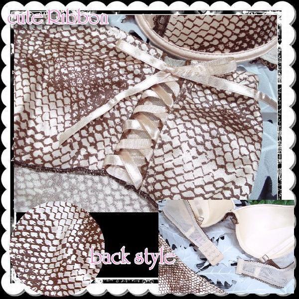 ラスト1枚 インポート ランジェリー パイソン柄 ブラジャー＆ショーツ セット /wob005 |  | 01