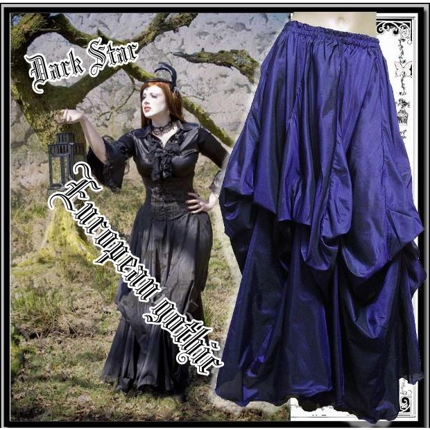 ゴシック 服 タッキング-ルーシュド マキシ丈スカート レディース 紫