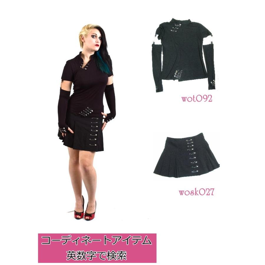 パンク 安全ピン付プリーツ ミニスカート 黒 ゴシック ファッション 服