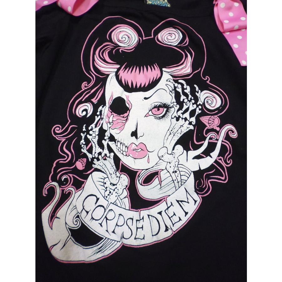アウトレット 展示処分品 パンク 服 ファッション グロかわ ホラー ゾンビ柄 7分袖 肩リボン Tシャツ レディース Wot117 1 Wot117 1 Hello Import 通販 Yahoo ショッピング