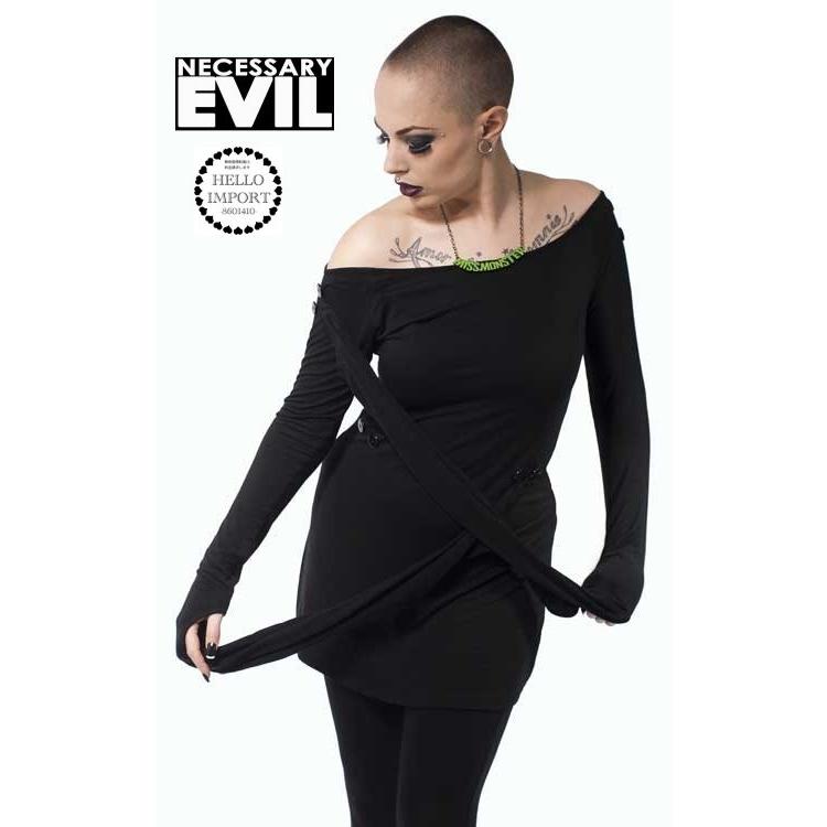 廃盤 超ロングミイラ袖 長袖カットソー ゴシック ファッション 服 レディース 黒 / wot136 廃盤 超ロングミイラ袖 長袖カットソー ゴシック ファッション