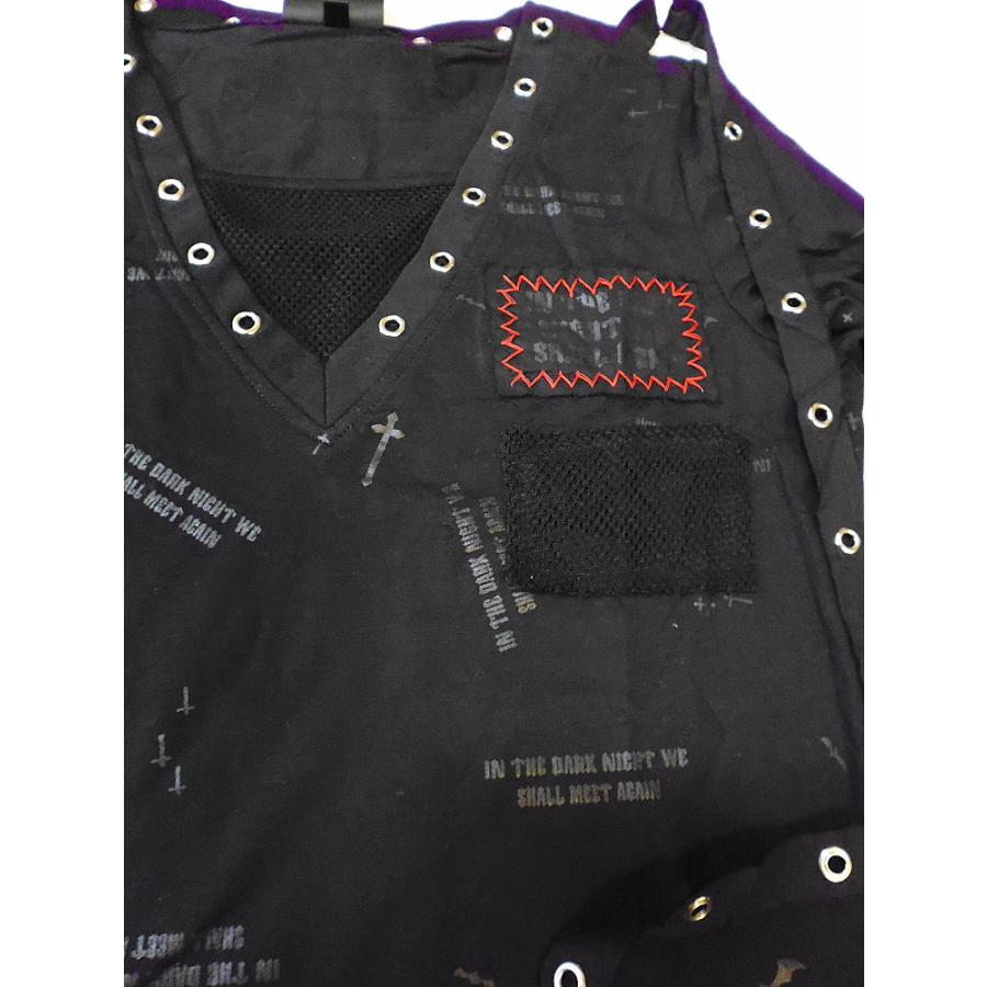 ゴシック 服 パンク Vネック 長袖Tシャツ tee カットソー ビジュアル系