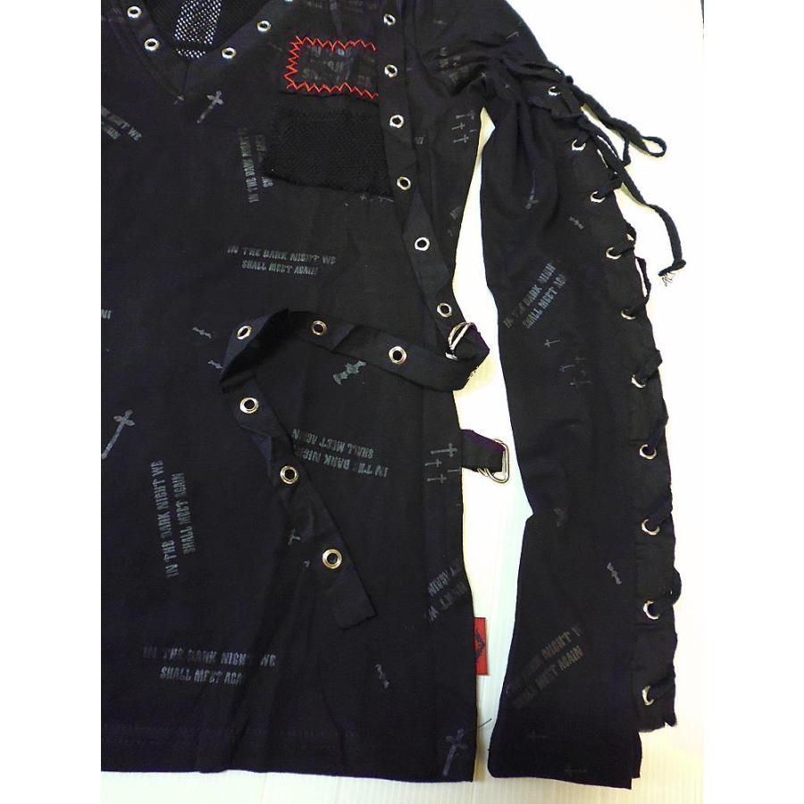 ゴシック 服 パンク Vネック 長袖Tシャツ tee カットソー ビジュアル系 V系 黒/wot192 ゴシック 服 パンク Vネック 長袖Tシャツ tee カットソー
