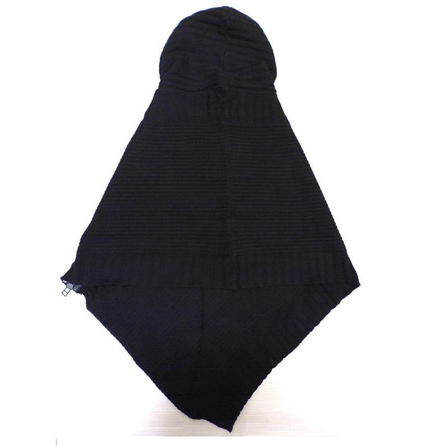 ゴシック フード付 ジップアップ ニットポンチョ 黒 ビジュアル