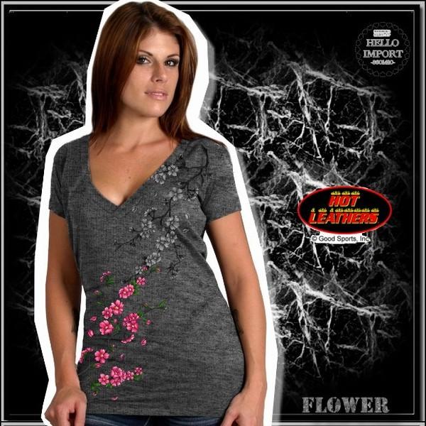 ワイルドロック 花咲くプリント Vネック 半袖 Tシャツ レディース バイカーズ ファッション tee 夏 /wot226