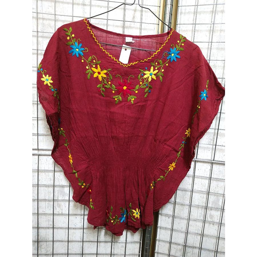 ネパール 花刺繍 ドルマンスリーブ カットソー しわ加工 シフォン チュニック アジアン ファッション エスニック /wot335 |  | 05