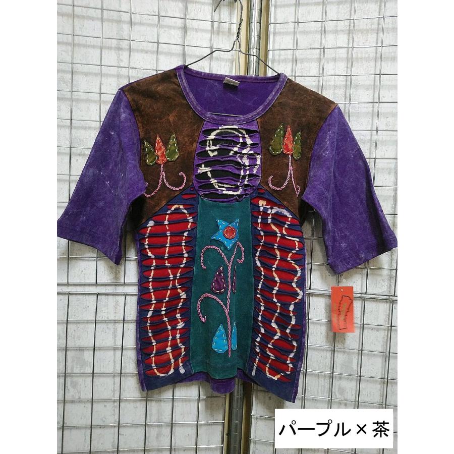 ネパール 半袖 Tシャツ tee クラッシュ 花柄 カットソー トップス  レディース  ファッション アジアン 夏 エスニック /wot352 |  | 13