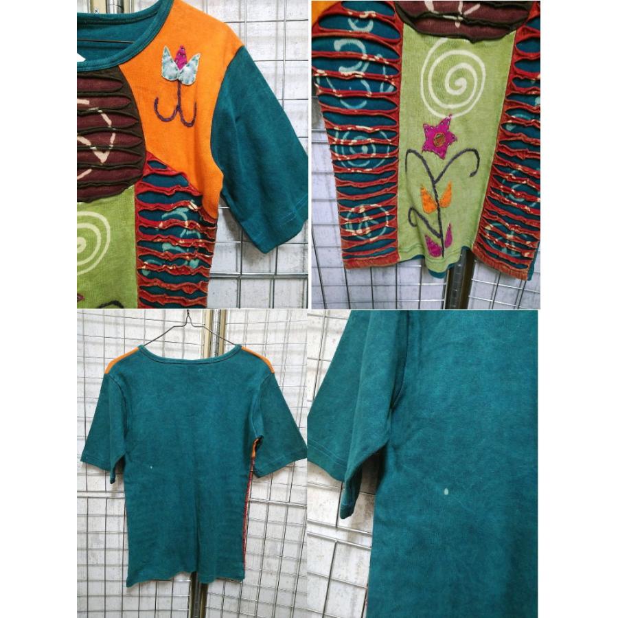 ネパール 半袖 Tシャツ tee クラッシュ 花柄 カットソー トップス  レディース  ファッション アジアン 夏 エスニック /wot352 |  | 03