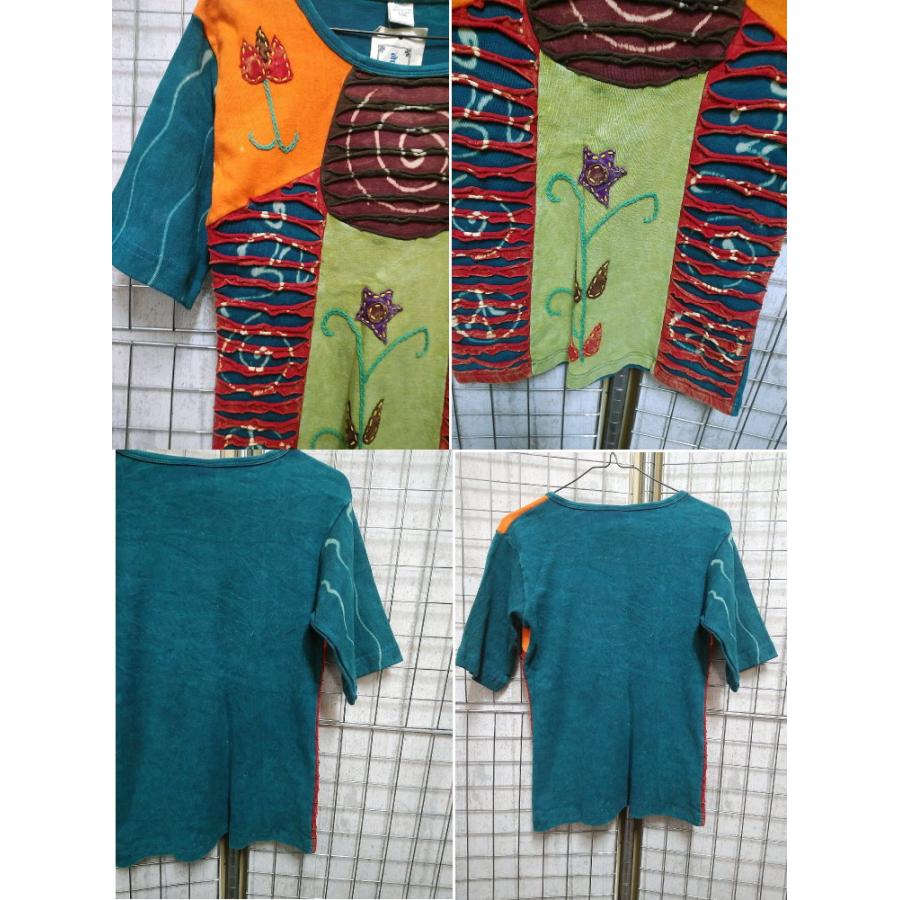 ネパール 半袖 Tシャツ tee クラッシュ 花柄 カットソー トップス  レディース  ファッション アジアン 夏 エスニック /wot352 |  | 06