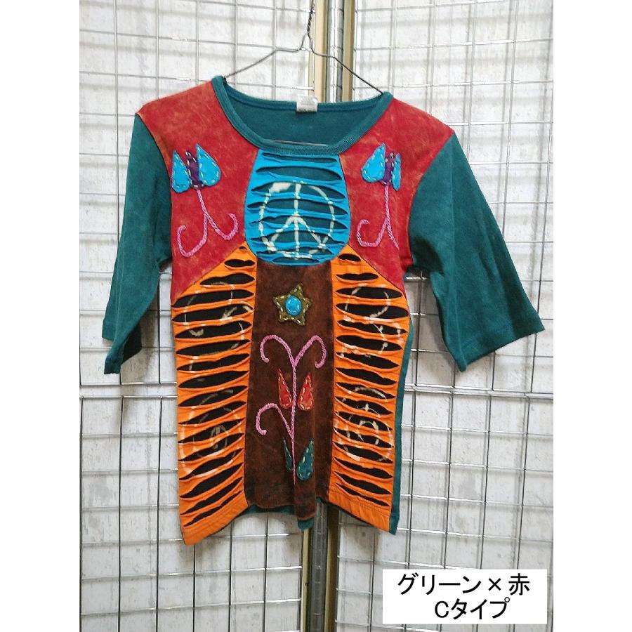 ネパール 半袖 Tシャツ tee クラッシュ 花柄 カットソー トップス  レディース  ファッション アジアン 夏 エスニック /wot352 |  | 07