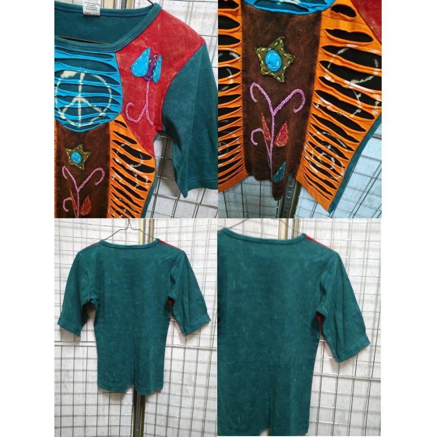 ネパール 半袖 Tシャツ tee クラッシュ 花柄 カットソー トップス  レディース  ファッション アジアン 夏 エスニック /wot352 |  | 09