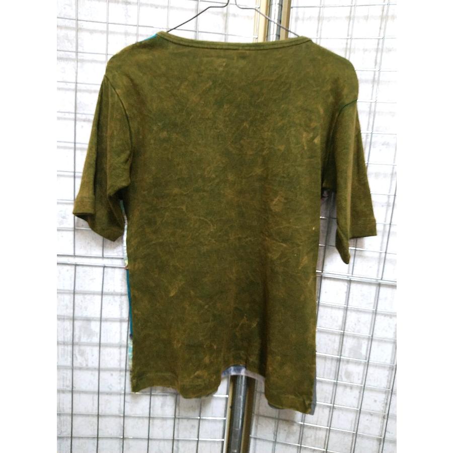 ネパール 半袖 Tシャツ tee パッチワーク カットソー トップス ユニ