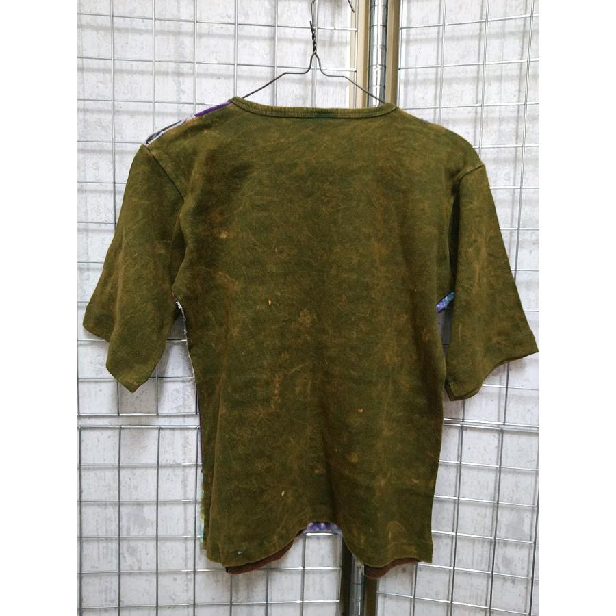 エスニック　トップス半袖　モン族ろうけつ染　パッチワーク　リメイク衣類3/36 ネパール 半袖 Tシャツ tee パッチワーク カットソー トップス ユニ