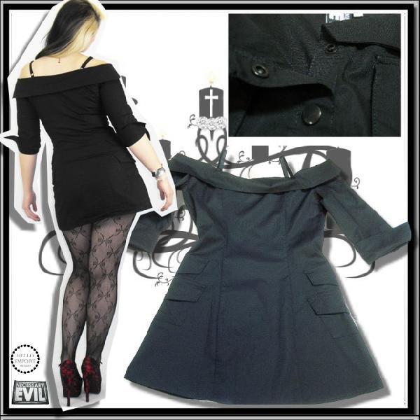 廃盤 ワンピース ゴシック ファッション シャツ 服 黒 7分袖 