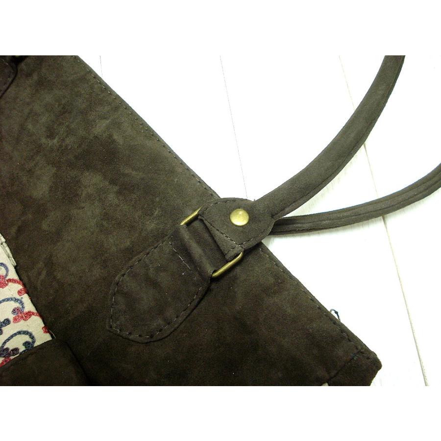 ネパール発 アジアン エスニック雑貨 ペイズリー刺繍 スエード トートバッグ  A4 ファッション /wox010 |  | 10