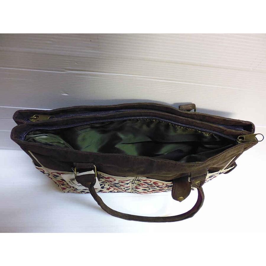 ネパール発 アジアン エスニック雑貨 ペイズリー刺繍 スエード トートバッグ  A4 ファッション /wox010 |  | 06