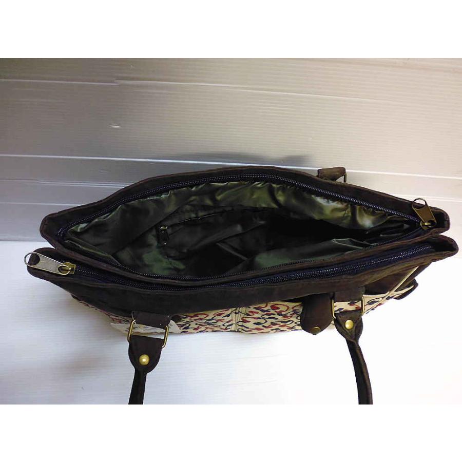 ネパール発 アジアン エスニック雑貨 ペイズリー刺繍 スエード トートバッグ  A4 ファッション /wox010 |  | 07