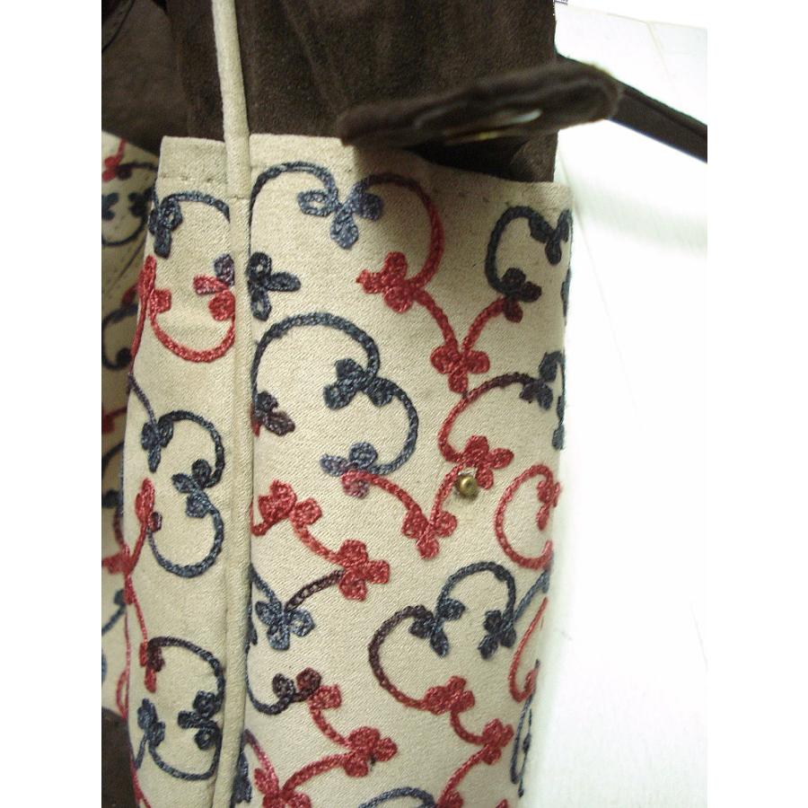 ネパール発 アジアン エスニック雑貨 ペイズリー刺繍 スエード トートバッグ  A4 ファッション /wox010 |  | 09