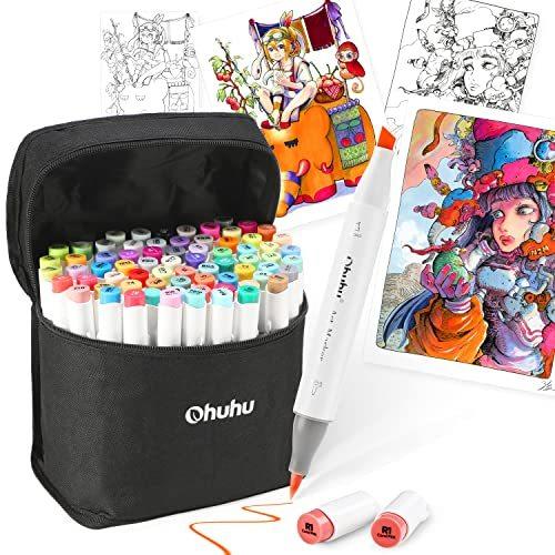 Ohuhu イラストマーカー 筆 太字 72色 ブレンダーペン付き マーカーペン ふでタイプ 鮮やか 手帳 イラスト 色塗り 塗る絵 カード Diy X07w67z745 Hello World 通販 Yahoo ショッピング
