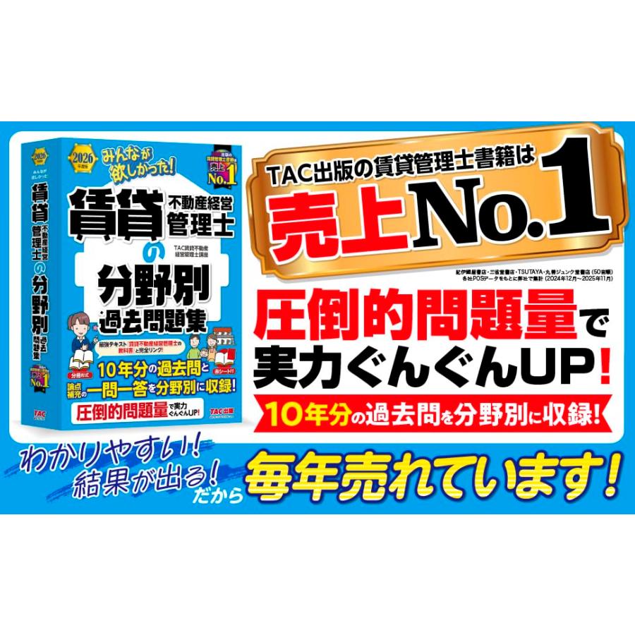 2026年度版 みんなが欲しかった！ 賃貸不動産経営管理士の分野別過去問題集【１０年分の過去問と一問一答/赤シート・解説つき/法改正に完全対応】 |  | 01