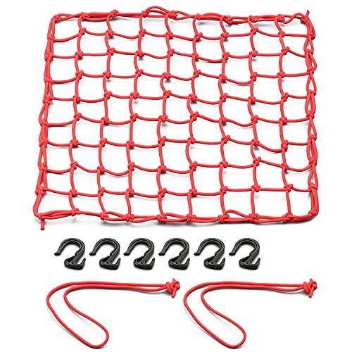 デイトナ(Daytona) バイク用 ツーリング ネット Lサイズ(400×400mm) フック6個付属 収納ポーチ付きネット&フック レッド | 