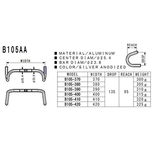 NITTO(日東) ドロップハンドル B105AA B105-390 φ25.4 390 シルバー |  | 01