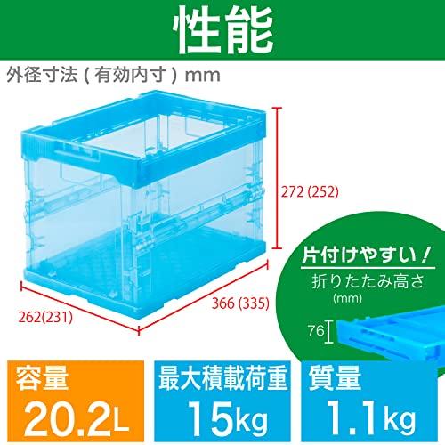 トラスコ中山(TRUSCO) スケルトンコンテナ 折りたたみコンテナ 収納ケース 収納ボックス スケルコン 透明ブルー 20L TR-S20B- |  | 01