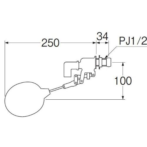 SANEI(旧社名:三栄水栓製作所)トイレ部品 ロータンクボールタップ 手洗いなしタンク用 PJ1/2 V45-13 |  | 01