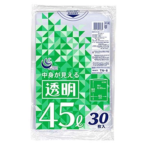 [日本技研工業] ゴミ袋 45L 30枚入り 中身が見える透明色 伸びやすく裂けにくい 低密度ポリエチレン 全10サイズ展開 厚くて丈夫 業務用 | 