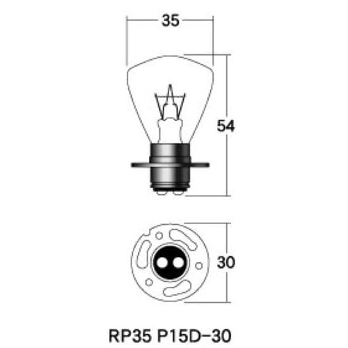 M&Hマツシマ 電球 12V45/45W クリアー RP35 P15D-30 1個入 1P1110 ライト バルブ |  | 01
