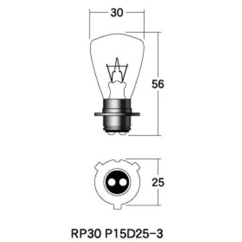 M&Hマツシマ 電球 12V 35/35W クリアー RP30 P15D-25-3 1個入 1P1616 |  | 01