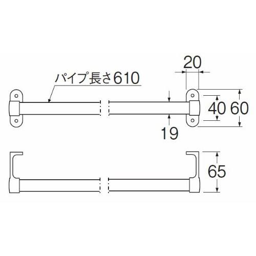SANEI(サンエイ) 丸タオル掛け ステンレス製 ビス付き 610mm W52-610 |  | 01