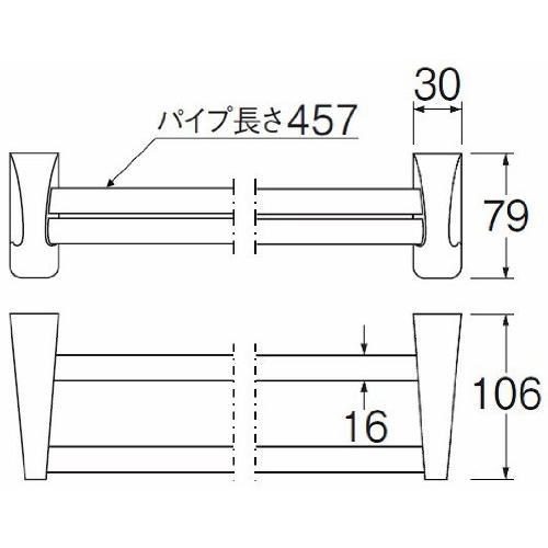 SANEI(サンエイ) タオル掛け 二段式 ビス付き ステンレス 457mm W532-457 |  | 01
