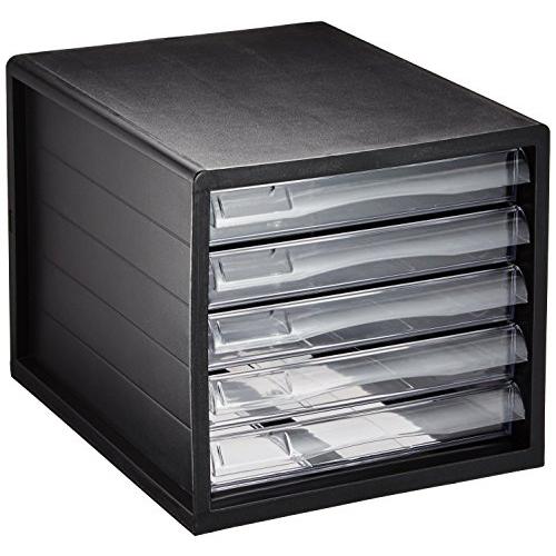 ナカバヤシ A4レターケース5段（浅5） ブラック A4E-05B | 